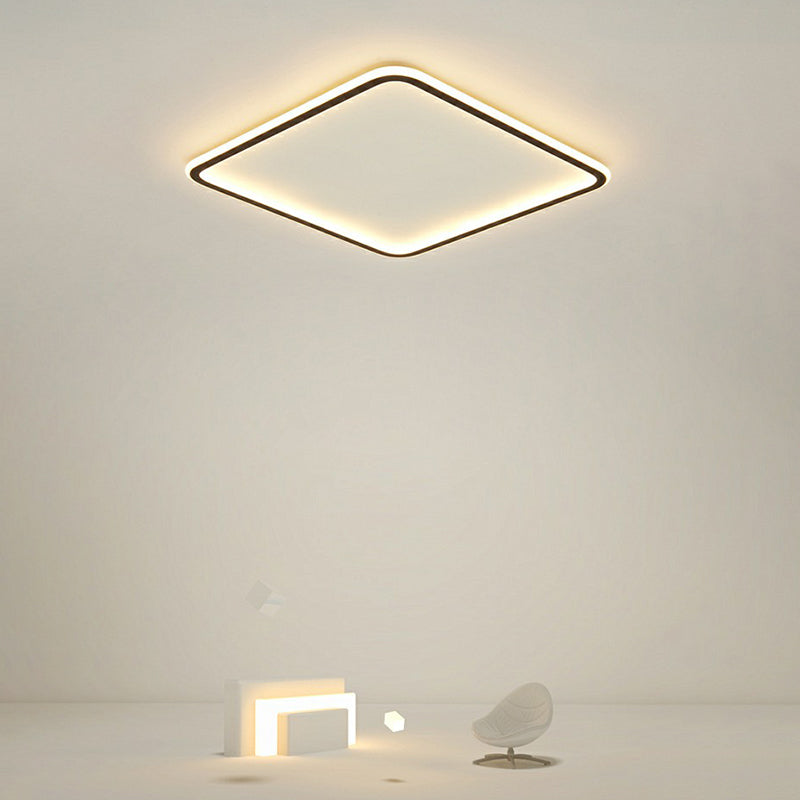 Minimalist Black Square LED Flush Ceiling Lamp - Ultrathin Acrylic Bedroom Light Fixture