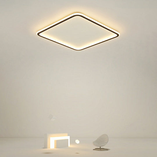 Minimalist Black Square LED Flush Ceiling Lamp - Ultrathin Acrylic Bedroom Light Fixture