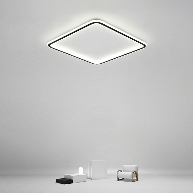 Minimalist Black Square LED Flush Ceiling Lamp - Ultrathin Acrylic Bedroom Light Fixture