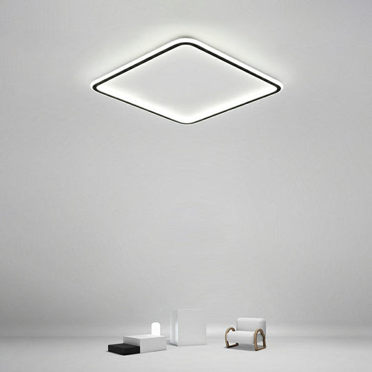 Minimalist Black Square LED Flush Ceiling Lamp - Ultrathin Acrylic Bedroom Light Fixture