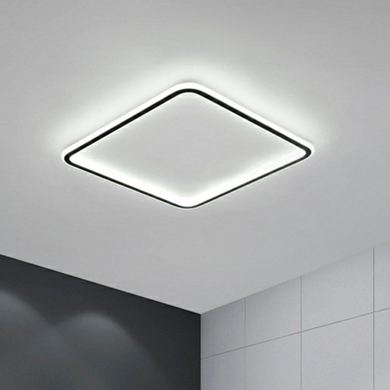 Minimalist Black Square LED Flush Ceiling Lamp - Ultrathin Acrylic Bedroom Light Fixture