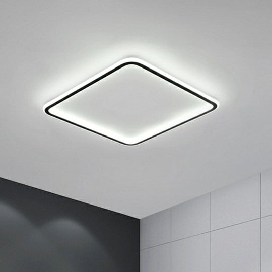 Minimalist Black Square LED Flush Ceiling Lamp - Ultrathin Acrylic Bedroom Light Fixture