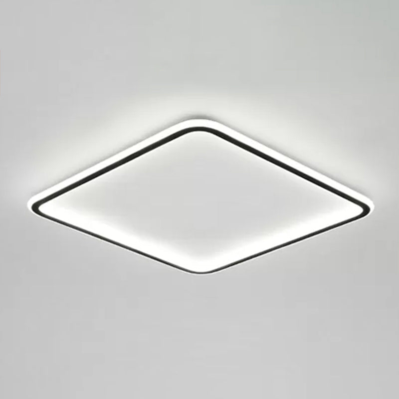 Minimalist Black Square LED Flush Ceiling Lamp - Ultrathin Acrylic Bedroom Light Fixture