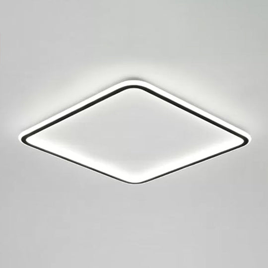 Minimalist Black Square LED Flush Ceiling Lamp - Ultrathin Acrylic Bedroom Light Fixture