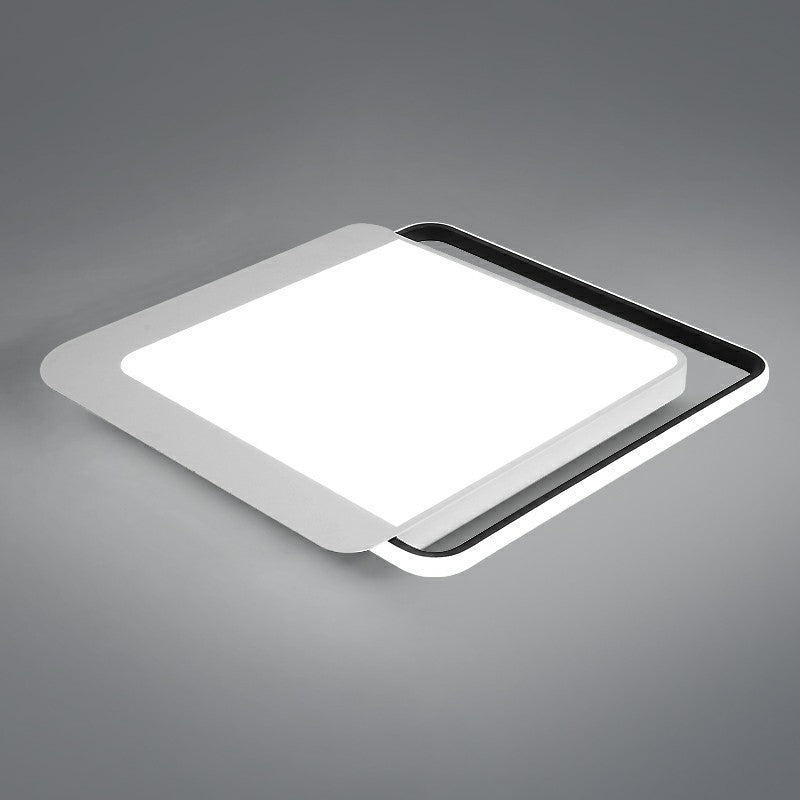 Black Square LED Flush Light with Acrylic Shade - Minimalist Ceiling Fixture