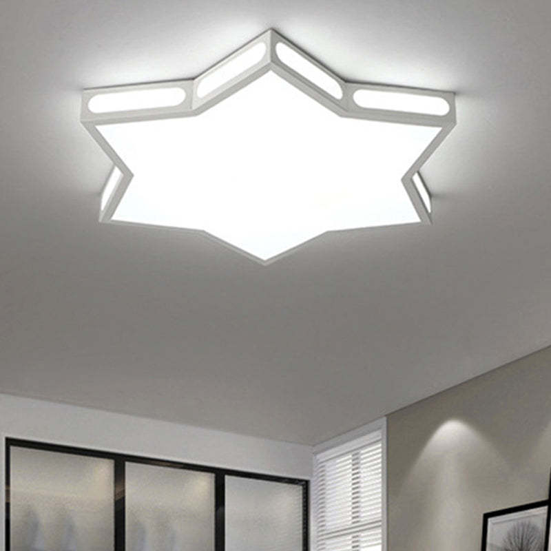 Modern White Hexagonal Star Flush Mount Ceiling Light for Living Room - Acrylic
