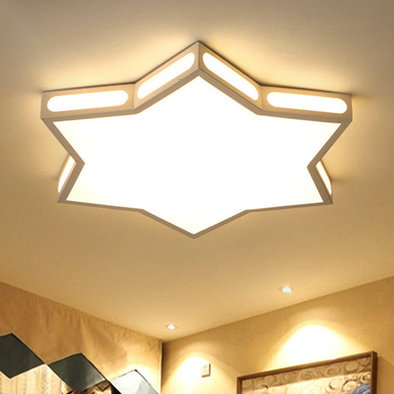 Modern White Hexagonal Star Flush Mount Ceiling Light For Living Room - Acrylic / 18 Warm