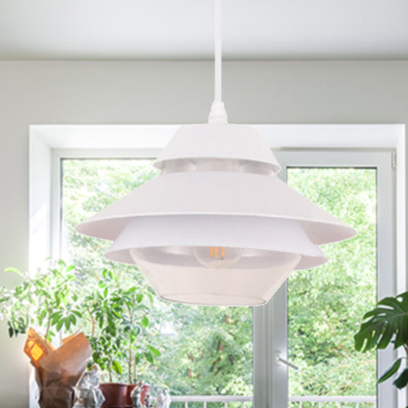 Stylish Macaron Flared Pendant Light - 1-Light Metal Ceiling Lamp for Living Room in Blue/Green