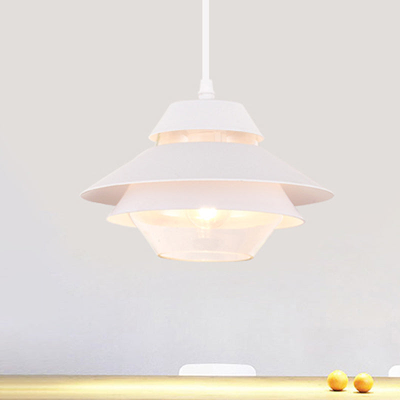 Stylish Macaron Pendant Light In Blue/Green For Living Room - 1 Metallic Hanging Ceiling Lamp White