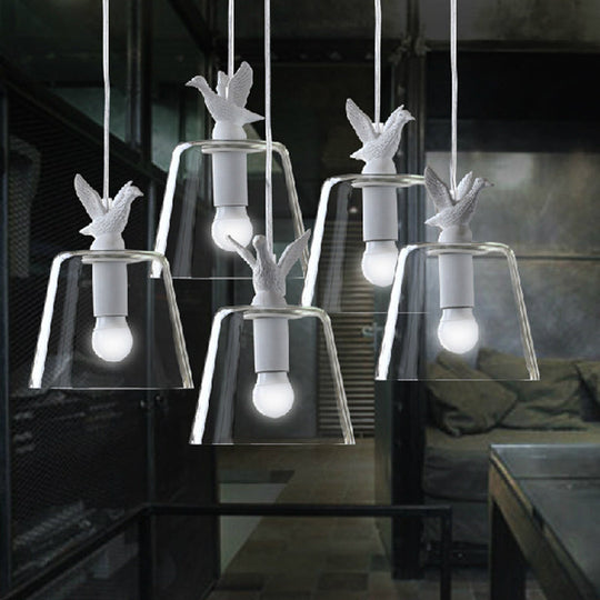 Modern White Glass Bird Restaurant Pendant Light