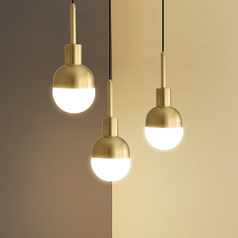 Gold Milk Glass Ball Pendant Lamp for Modern Living Rooms