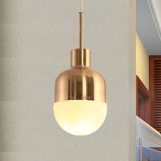 Gold Milk Glass Ball Pendant Lamp: Modernist 1-Light Ceiling Fixture For Living Room