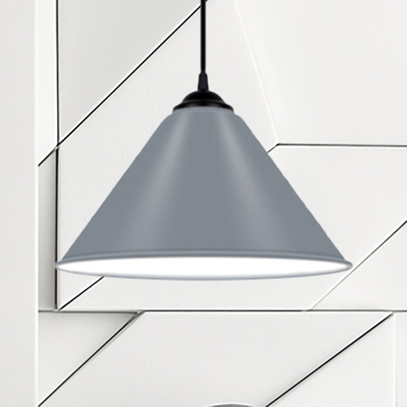 Modern Metal Cone Hanging Light, 1-Light Pink/Yellow/Green Pendant Light, 12"/14"/16" Dia