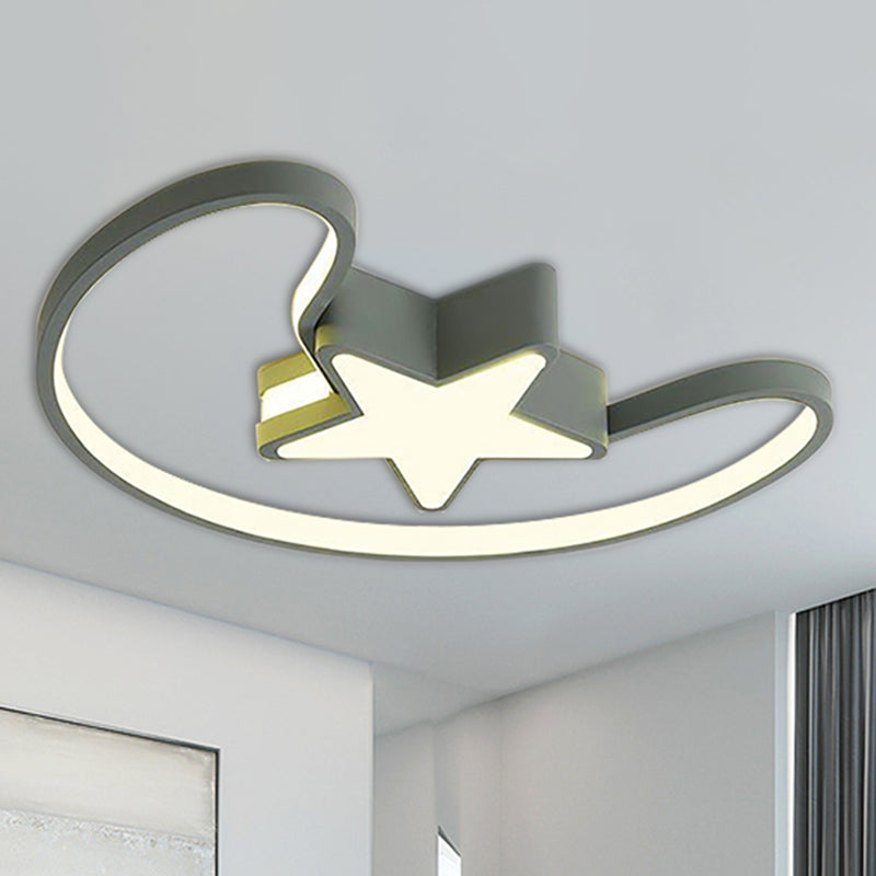 Modern Acrylic Moon and Star Ceiling Light - Stylish Living Room Flush Mount