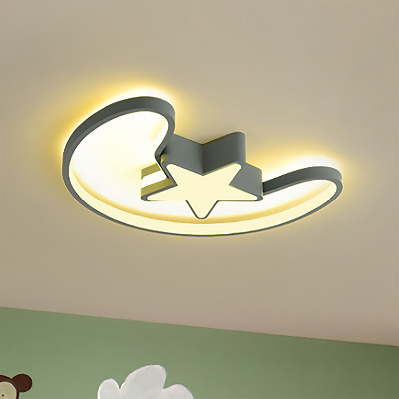 Modern Acrylic Moon and Star Ceiling Light - Stylish Living Room Flush Mount