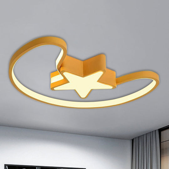 Modern Acrylic Moon and Star Ceiling Light - Stylish Living Room Flush Mount