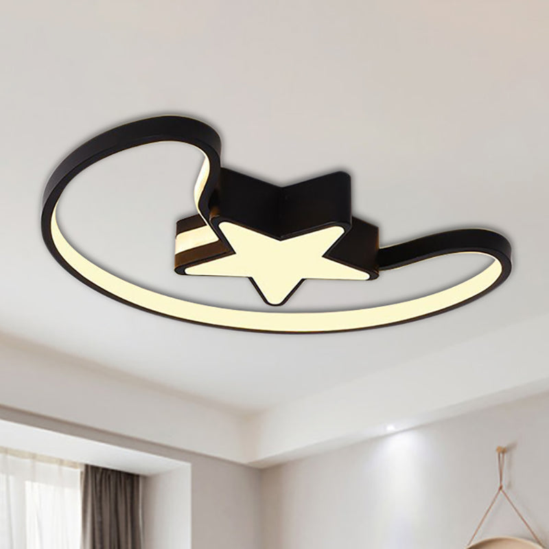 Modern Acrylic Moon and Star Ceiling Light - Stylish Living Room Flush Mount