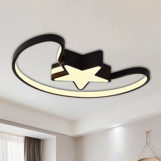 Modern Acrylic Moon and Star Ceiling Light - Stylish Living Room Flush Mount