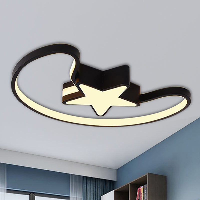 Modern Acrylic Moon and Star Ceiling Light - Stylish Living Room Flush Mount