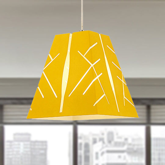 Modern Metal Pendant Ceiling Light - Pink/Yellow/Blue Tapered Hanging Lighting 1-Light