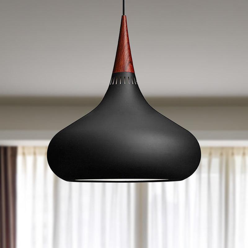 Nordic Teardrop Pendant Lighting - 8"/11"/12"W - Metal - 1 Light - Black/White/Pink