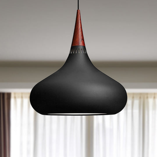 Nordic Teardrop Pendant Lighting - 8"/11"/12"W - Metal - 1 Light - Black/White/Pink