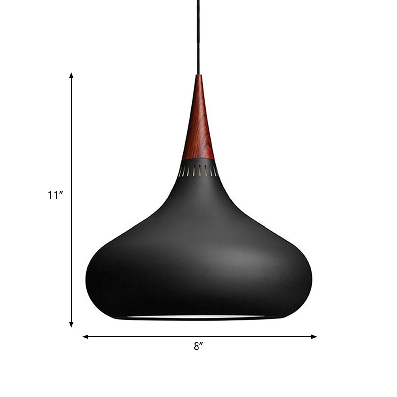 Nordic Teardrop Pendant Lighting - 8"/11"/12"W - Metal - 1 Light - Black/White/Pink