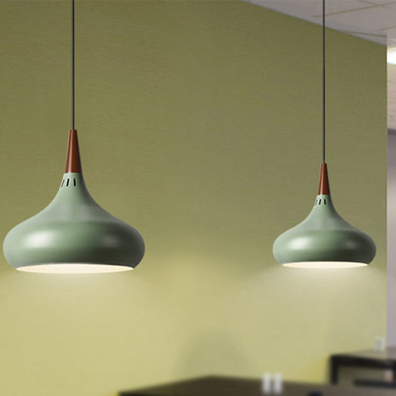 Nordic Teardrop Pendant Lighting - 8"/11"/12"W - Metal - 1 Light - Black/White/Pink