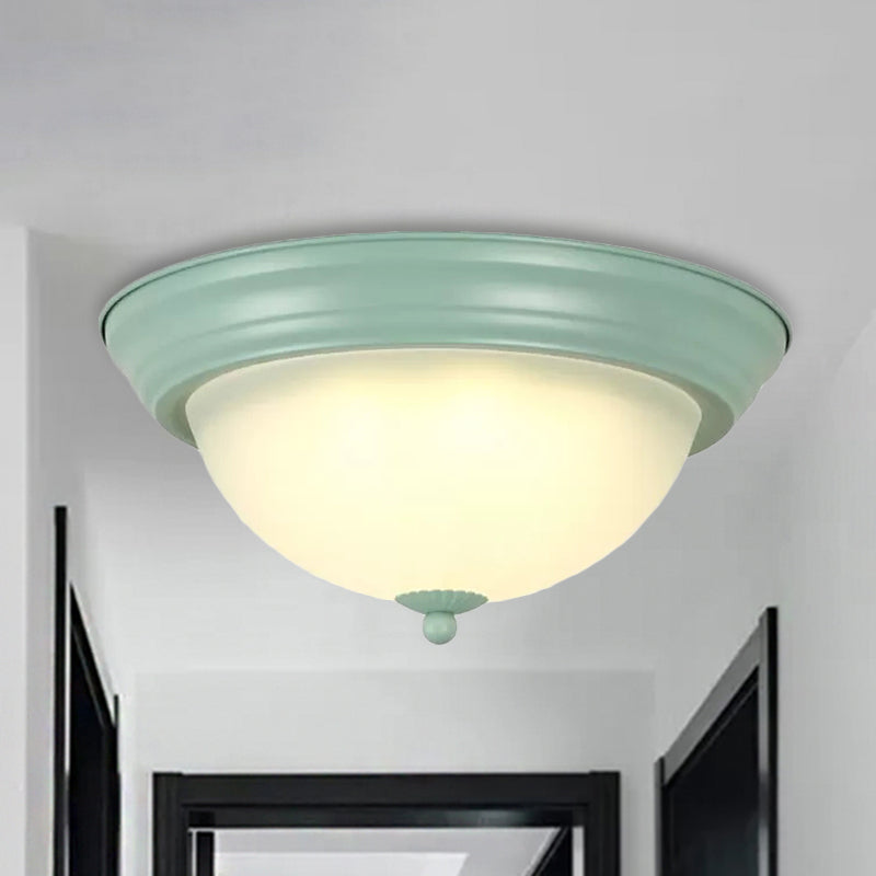 Flush Mount Milk Glass Macaron Loft Ceiling Light for Hallway Bathrooms