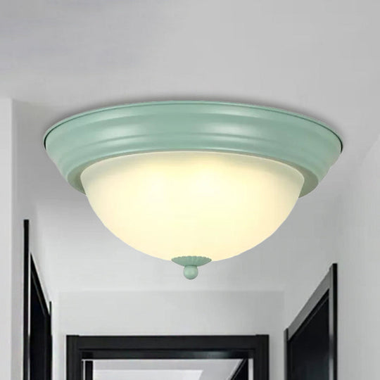 Flush Mount Milk Glass Macaron Loft Ceiling Light for Hallway Bathrooms
