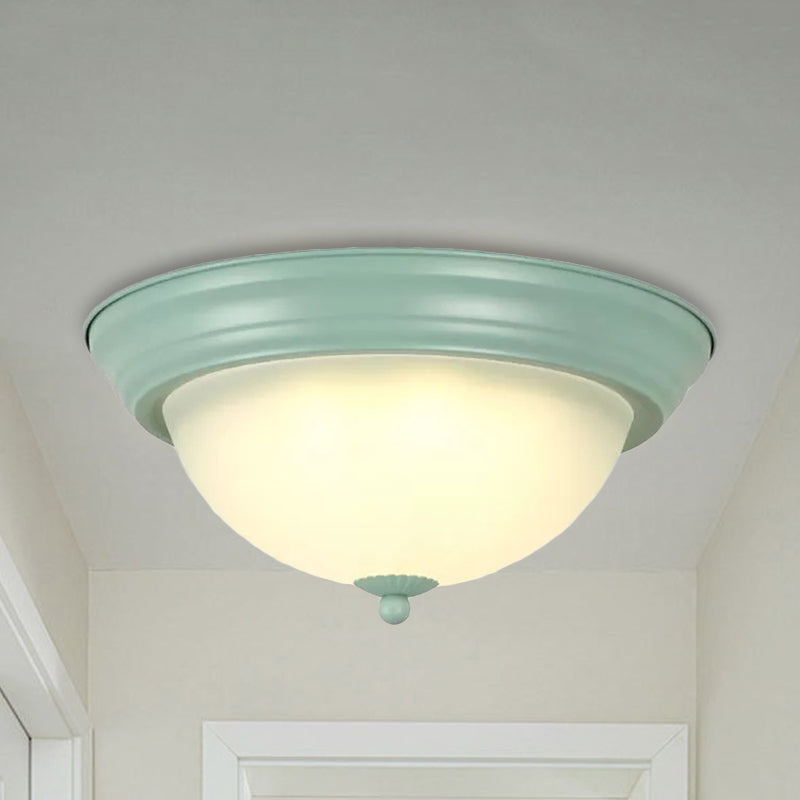 Flush Mount Milk Glass Macaron Loft Ceiling Light for Hallway Bathrooms