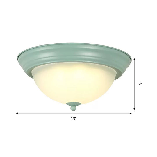 Flush Mount Milk Glass Macaron Loft Ceiling Light for Hallway Bathrooms