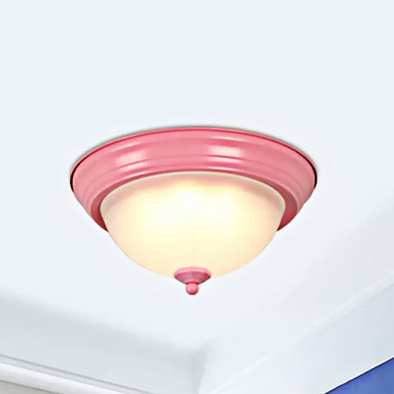 Flush Mount Milk Glass Macaron Loft Ceiling Light for Hallway Bathrooms