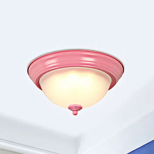 Flush Mount Milk Glass Macaron Loft Ceiling Light for Hallway Bathrooms