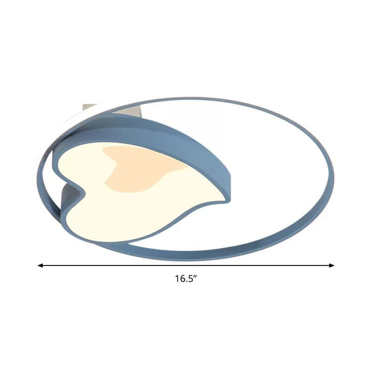 Blue Acrylic Ring & Heart Ceiling Lamp - Kid Bedroom Macaron Loft Flush Ceiling Light