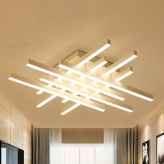 Modern LED Flushmount Lighting for Living Room - 31"/39" Wide Traverse Acrylic Shade Lamp in Warm/White Light