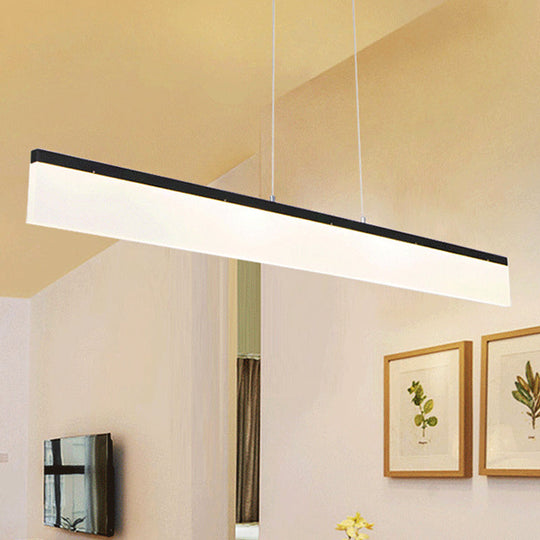 39/47 Led Office Pendant Light With Linear Acrylic Shade - Black/Gold Ceiling Lamp For Table