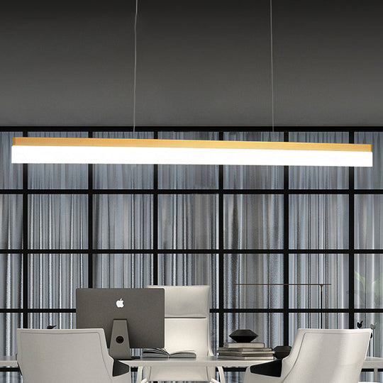 Modern LED Pendant Light for Office with Acrylic Shade - Black/Gold Ceiling Lamp, Warm/White/Natural Light - 39"/47" Wide