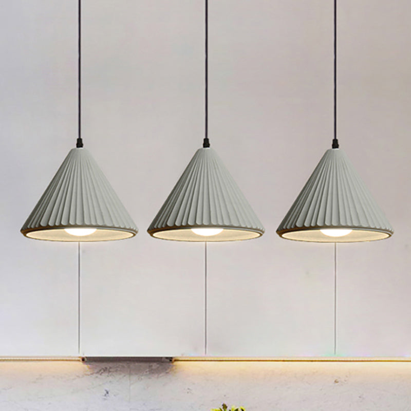 Modern Cement Cone Pendant Lamp for Office Kitchen - One Light Fluted Ceiling Pendant