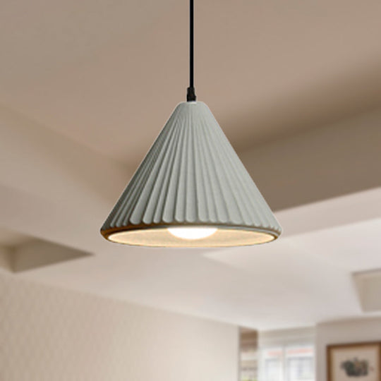 Modern Cement Cone Pendant Lamp for Office Kitchen - One Light Fluted Ceiling Pendant