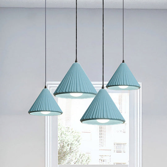 Modern Cement Cone Pendant Lamp for Office Kitchen - One Light Fluted Ceiling Pendant