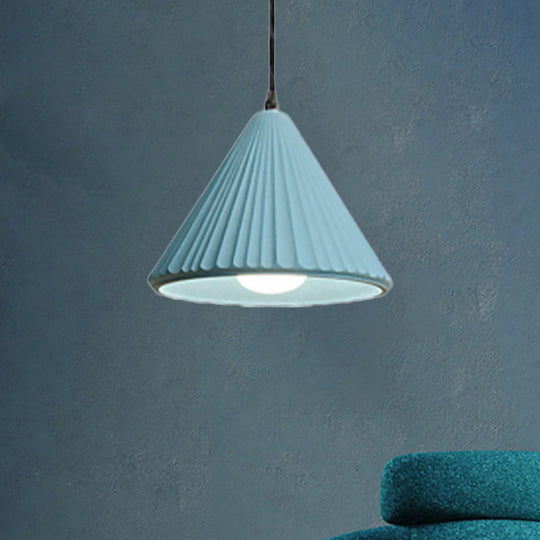 Modern Cement Cone Pendant Lamp for Office Kitchen - One Light Fluted Ceiling Pendant