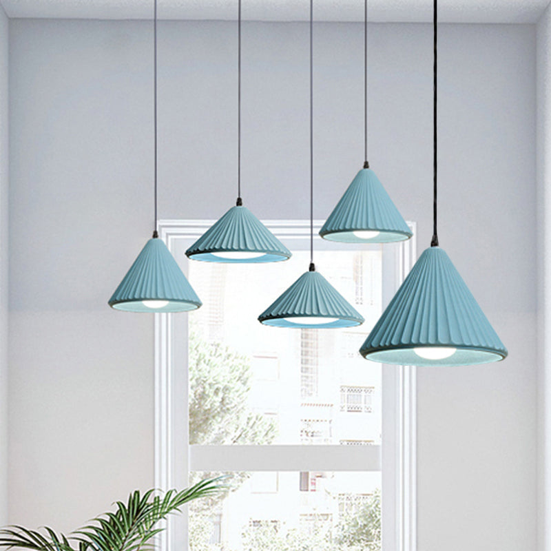 Modern Cement Cone Pendant Lamp - Stylish Light Fixture For Office Kitchen Blue / 4