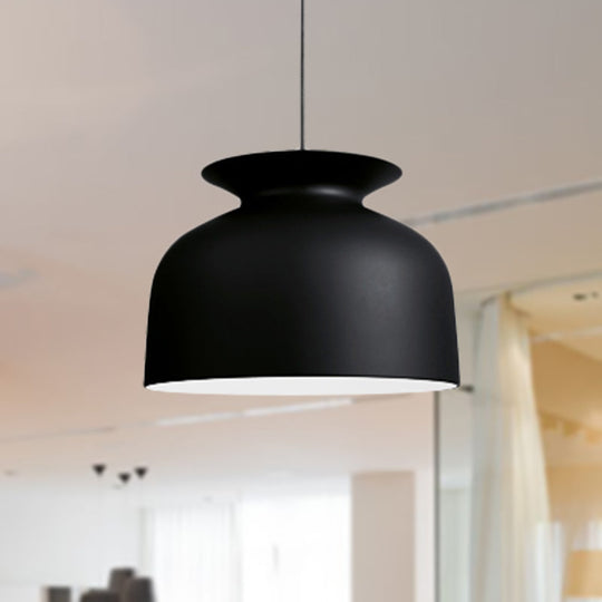 Modern Monochrome Metal Pendant Lamp with Hotel Restaurant Bowl Design