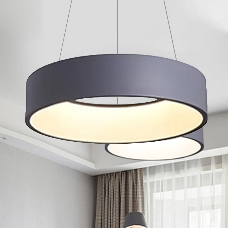 Minimalist Metal Ring Integrated LED Pendant Light - 3 Size & Color Options for Dining Room