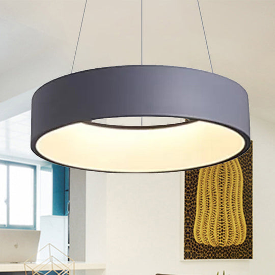 Minimalist Metal Ring Integrated LED Pendant Light - 3 Size & Color Options for Dining Room
