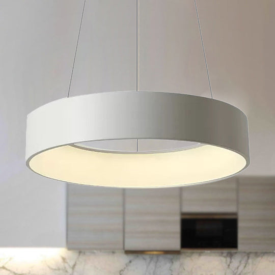 Minimalist Metal Ring Integrated LED Pendant Light - 3 Size & Color Options for Dining Room