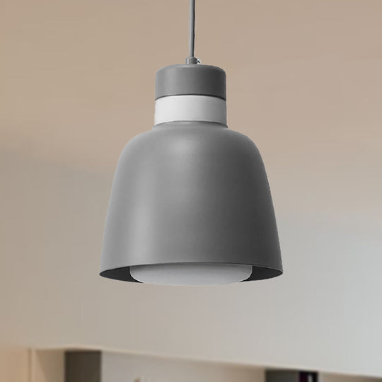 Modernistic Bell Ceiling Pendant Light: Black/Pink/Yellow Metal Hanging Lamp Kit With 1 Light