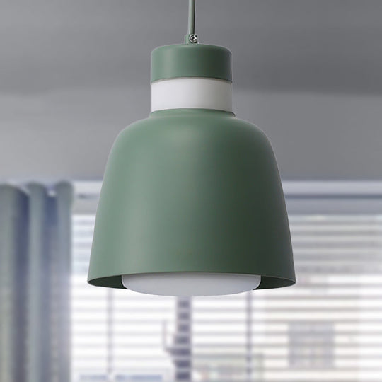 Modern Black/Pink/Yellow Bell Pendant Light - 1-Light Metal Hanging Lamp Kit