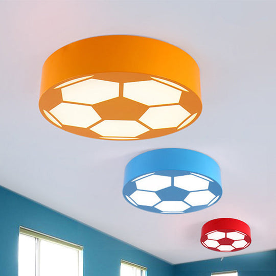 Kid's Bedroom Acrylic Flat Football Ceiling Mount Light - Sports Theme Ceiling Lamp